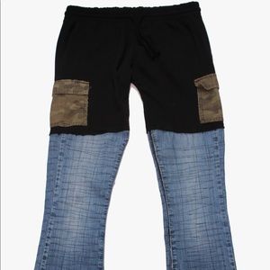 Camo Cotton Denim Hybrid Flare Distressed Jeans